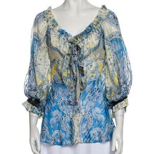 Roberto Cavalli Silk Printed Blouse, Size: M (US 6)